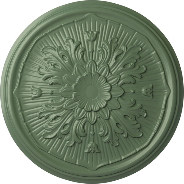 Ekena Millwork Luton Ceiling Medallion (Fits Canopies up to 1 1/8"), Hand-Painted Athenian Green, 15 3/4"OD x 5/8"P CM16LUAGF - main